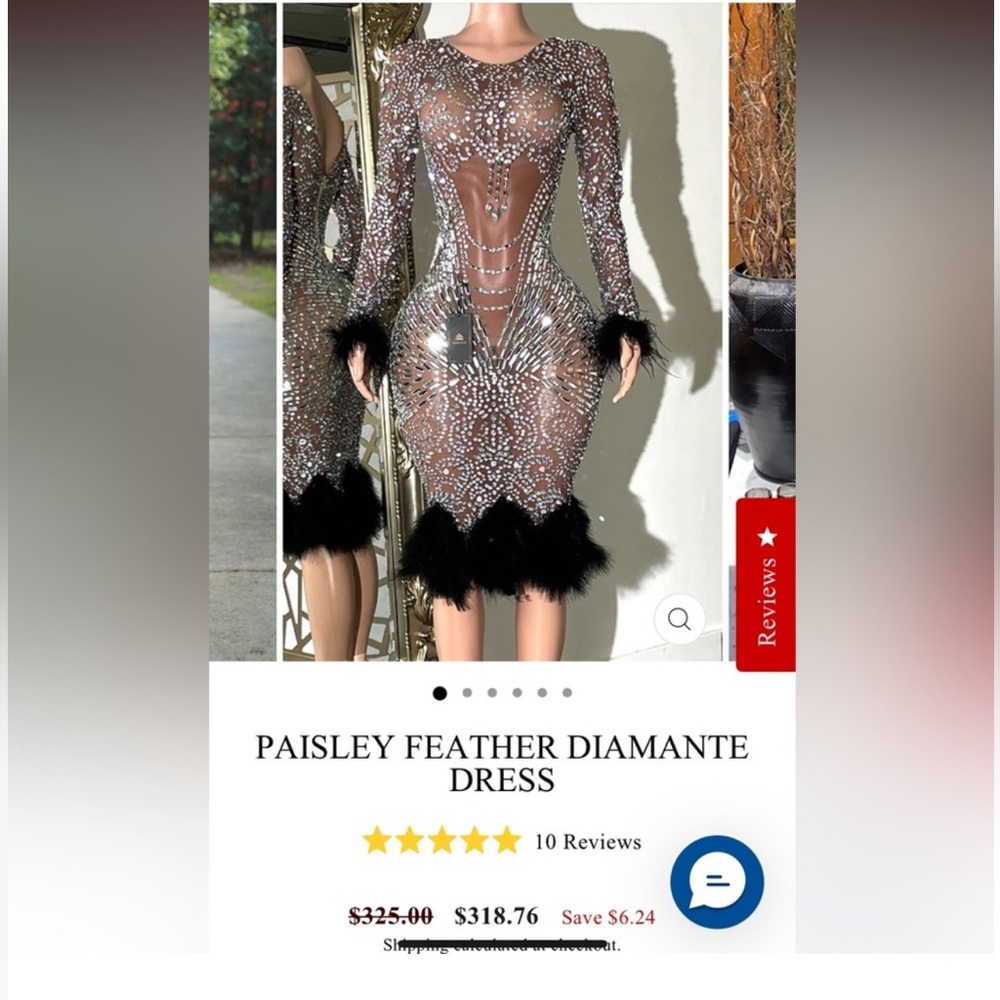 Amekana feather & rhinestone dress